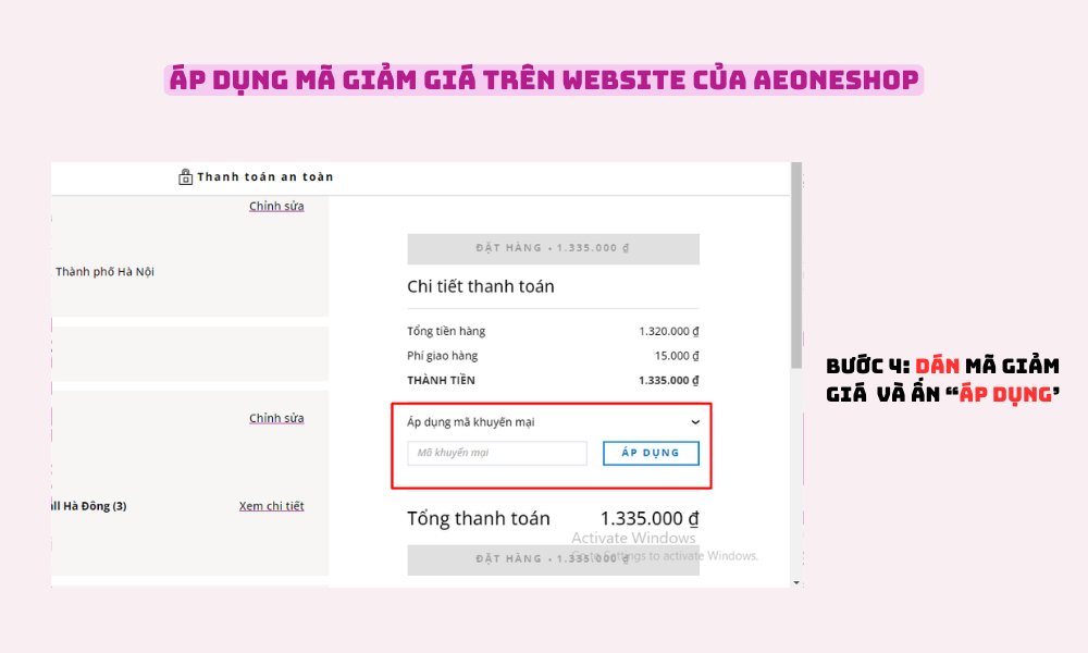 Hướng dẫn áp mã giảm giá vào đơn hàng của bạn