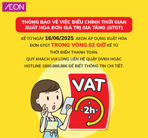 THÔNG BÁO THAY ĐỔI THỜI GIAN XUẤT HÓA ĐƠN VAT